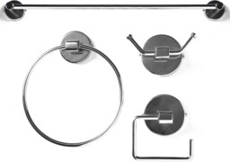 Bathroom Accessory Set Chrome With Towel Rail, Ring, Hook And Toilet