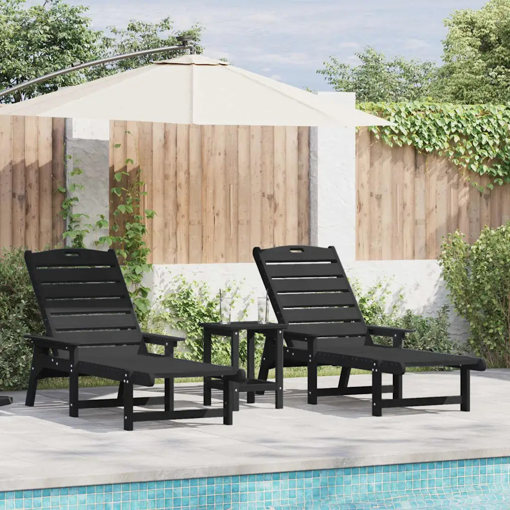 Garden Lounge Set Black Polyethylene 2-seater