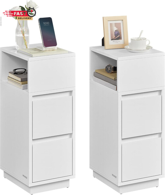 Vasagle Kailyn Collection - Slim Bedside Tables, Set Of 2 Small Narrow