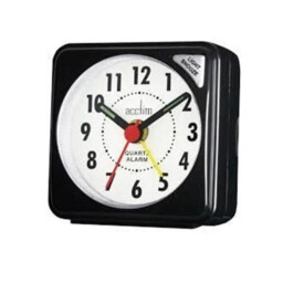 Alarm Clock Black Plastic Travel Quartz Mini 5.5cm X 5.5cm X 2.7cm