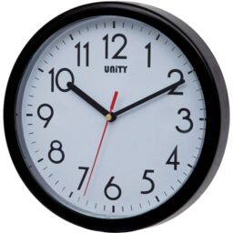 22cm Silent Sweep Wall Clock In Black By Unity - In Box