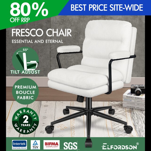 Elfordson Office Chair Dual-padded Swivel Tilt Metal Frame Computer