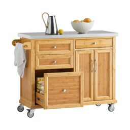 Sobuy Kitchen Trolley Island Storage Cupboard Stainless Steel