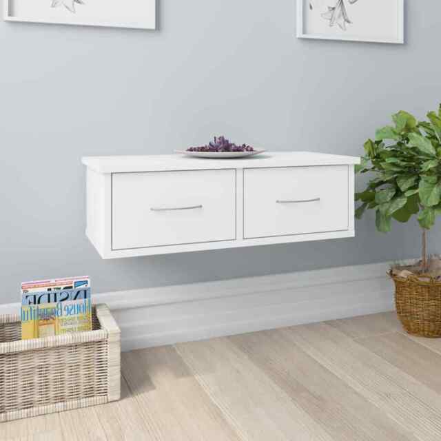 Wall-mounted Drawer Shelf White 60x26x18.5 Cm Engineered Wood Vidaxl