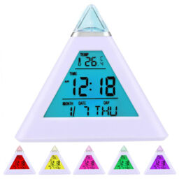 Trixes Led Digital Alarm Clock Colour Changing Pyramid Desktop Office