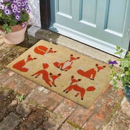 Six Vixens Fox Design Natural Coir Doormat Indoor & Outdoor Mat 75 X