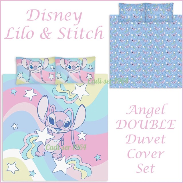 Disney Lilo & Stitch Angel Reversible Double Duvet Cover Set Rainbow