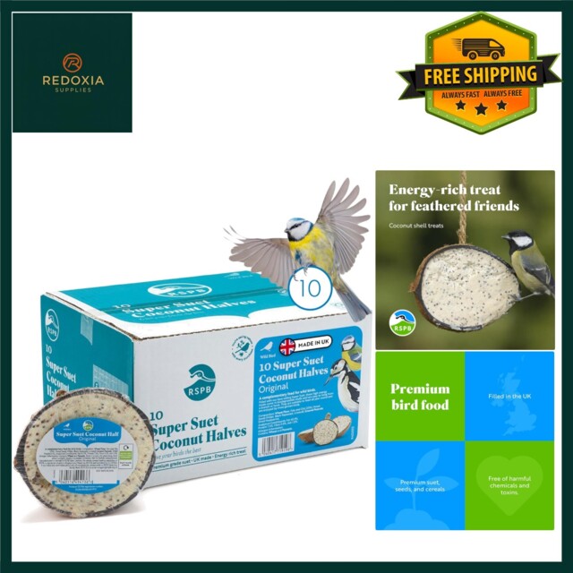 Coconut Bird Feeder Halves, High Energy Wild Bird Food 10 X 320g