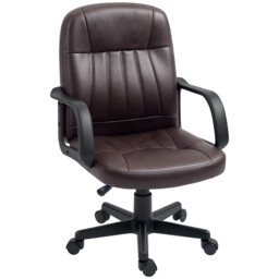 Office Chair Dark Brown Faux Leather Large Ergonomic Swivel