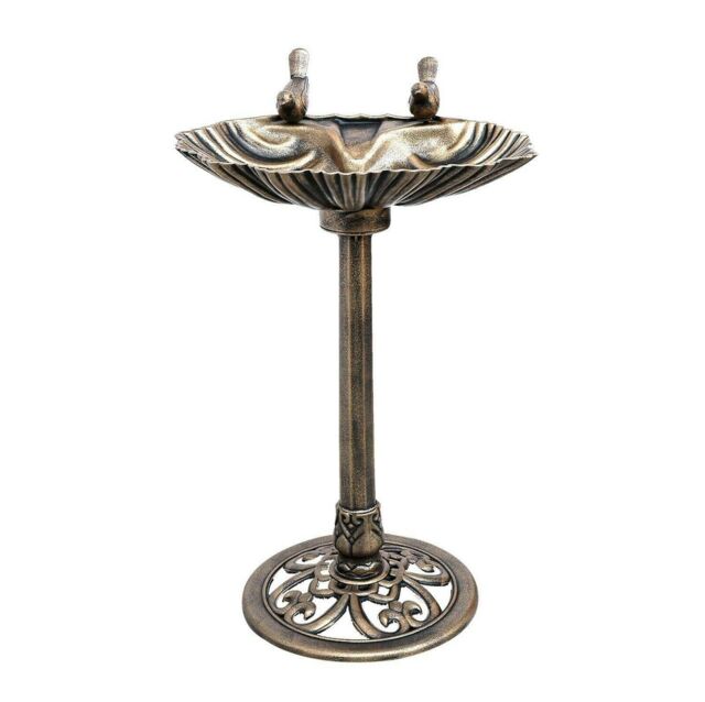Bronze Effect Bird Bath Oyster Shell Shape Table Free Standing