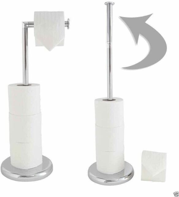 Stainless Steel Chrome Toilet Roll Holder Free Standing Toilet Roll