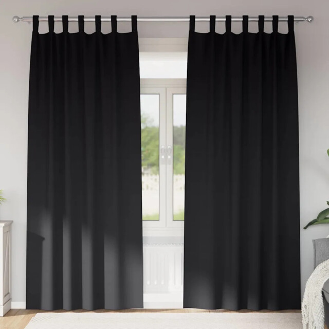 Curtains With Curtains 2 Pcs Black Polyester Vidaxl