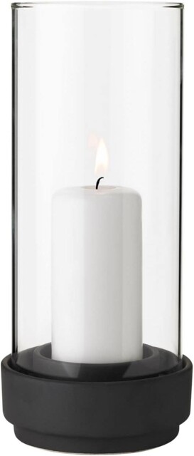 Stelton Hurricane Black Weatherproof Lantern - Pillar Candle Indoor