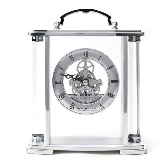 Widdop Silver Mantel Clock With Skeleton Movement W2919