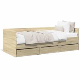 Daybed With Drawers Sonoma Oak 90x190 Cm Engineered Wood Vidaxl