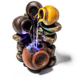 Tabletop Fountain Triple Trickle Honey Pots Water Feature With Lights
