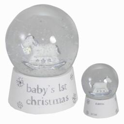 Babys 1st Christmas Snow Globe By Bambino Unisex - White Silver