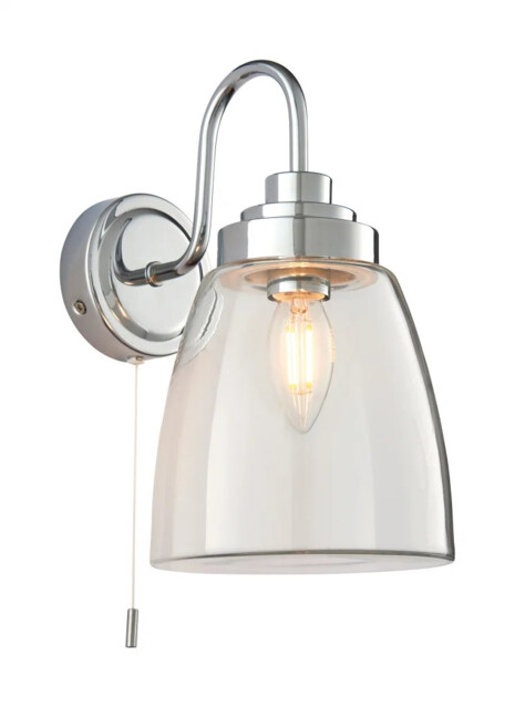 Wall Light Silver Ashbury Ip44 Chrome Clear Glass Endon 77088