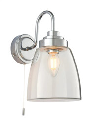 Wall Light Silver Ashbury Ip44 Chrome Clear Glass Endon 77088
