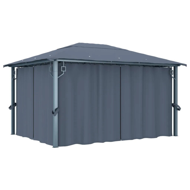 Gazebo With Curtain 400 X 300 Cm Anthracite Aluminium Vidaxl
