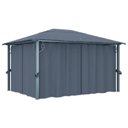 Gazebo With Curtain 400 X 300 Cm Anthracite Aluminium Vidaxl
