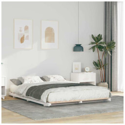 Platform Bed Frame White 150 X 200 Cm Solid Pine Wood Low Profile