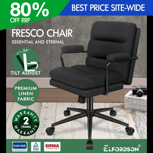 Elfordson Office Chair Dual Padded Metal Frame Armrest Tilt Swivel