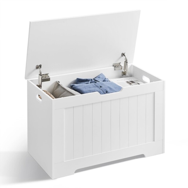 Vasagle Storage Chest, Bench With 2 40 X 76 X 48 Cm, Cloudy White