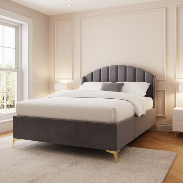 Pettine End Lift Ottoman Storage Bed King Size Grey