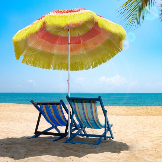 Patio Hawaii Beach Sun Umbrella Sunshade Hawaiian Folding Tilting