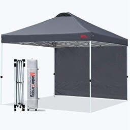 Mastercanopy Durable Ez Pop-up Gazebo Tent With 1 Sidewall (3x3m,dark
