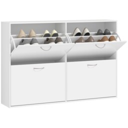 Homcom Wooden Shoes Cabinet Multi Flip Down Shelf Drawer Organizer -