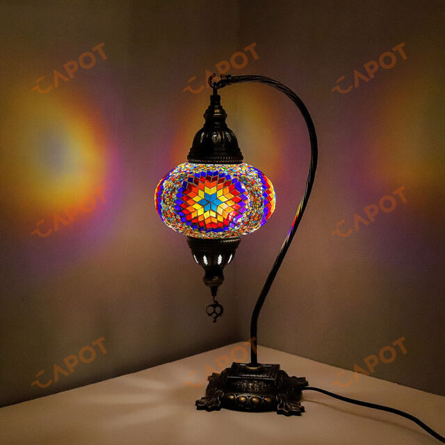 Turkish Moroccan Mosaic Lamp Handmade Tiffany Colorful Glass Desk