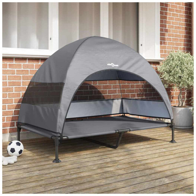 Raised Dog Bed Light Grey Fabric & Steel 127x81x108cm Portable