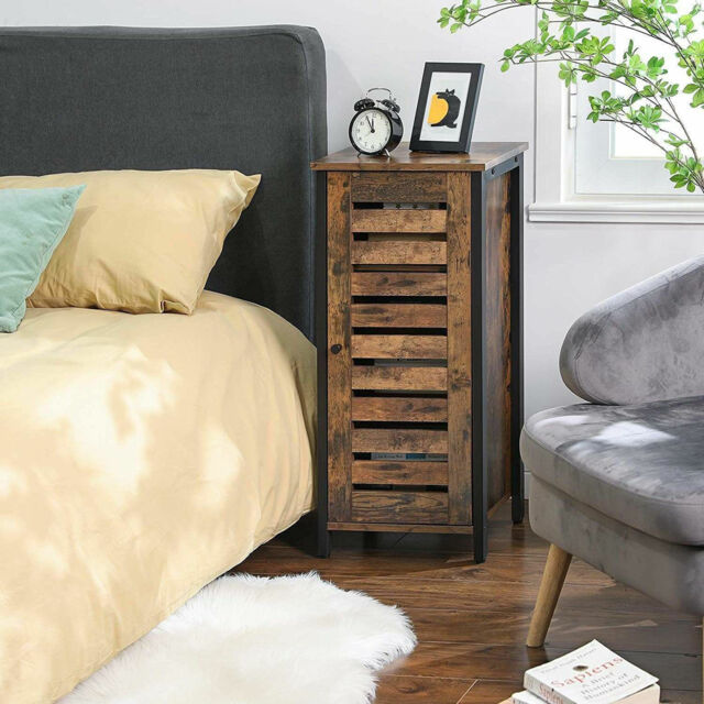 Industrial Style Wood/steel Nightstand Bedside Table Bathroom Cabinet
