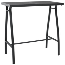 Garden Bar Table Black 110x60x110 Cm Tempered Glass Vidaxl
