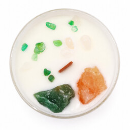 Heart Chakra Crystal Soy Wax Candle Rose Musk Rose Quartz Jade 17hr