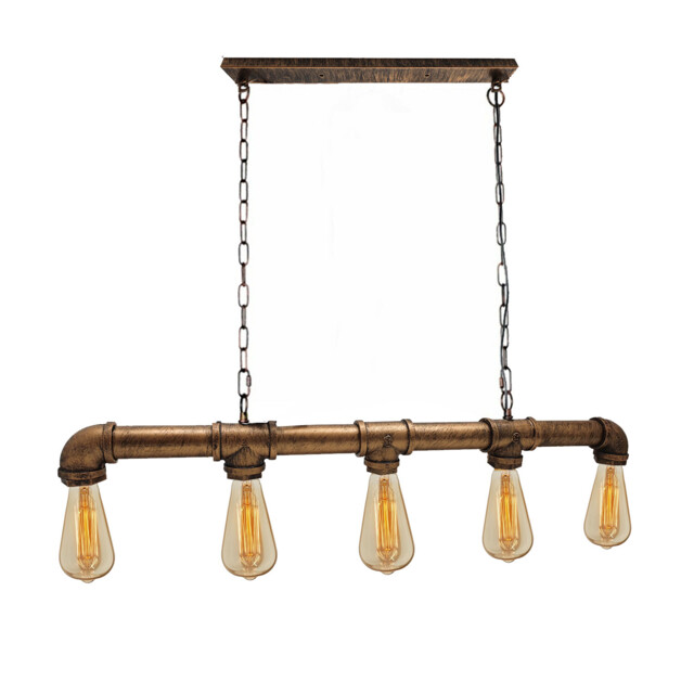 Industrial Steampunk 5 Way Pipe Pendant Ceiling Light Chain Hanging