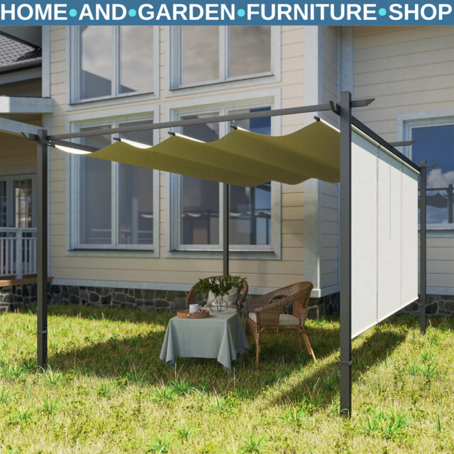 Pergola Free Standing Sun Shade Conopy W/ Adjustable Roll-up Sides