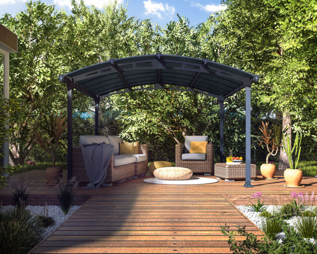 Sun Shelter Garden Gazebo 3.6x4.3m Aluminium Frame Polycarbonate Roof