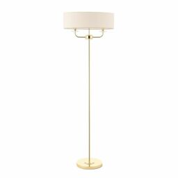 Endon Nixon 40w E14 2lt Twin Floor Lamp Brass Plate Vintage White
