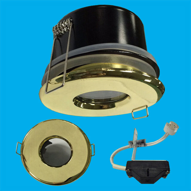 4x Brass Recessed Ip65 Led Shower Bathroom Mr16 Ceiling Spot Downlight