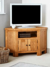 Rustic Oak Corner Tv Stand Unit Cabinet Cupboard Zelah Solid Wood