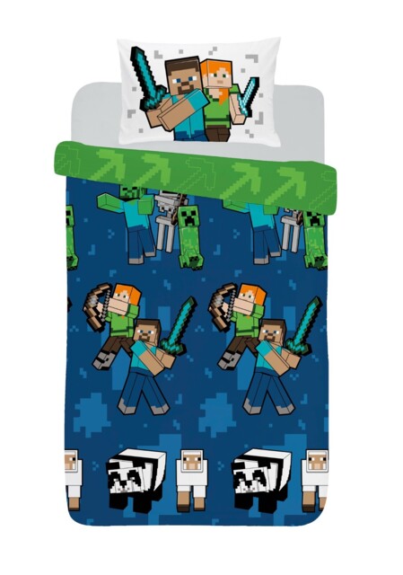 Minecraft Pixel Single Duvet Cover Reversible Bedding Set