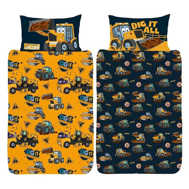 Jcb Dig It Toddler Duvet Cover Set 2-in-1 Design Junior Cot Bedding