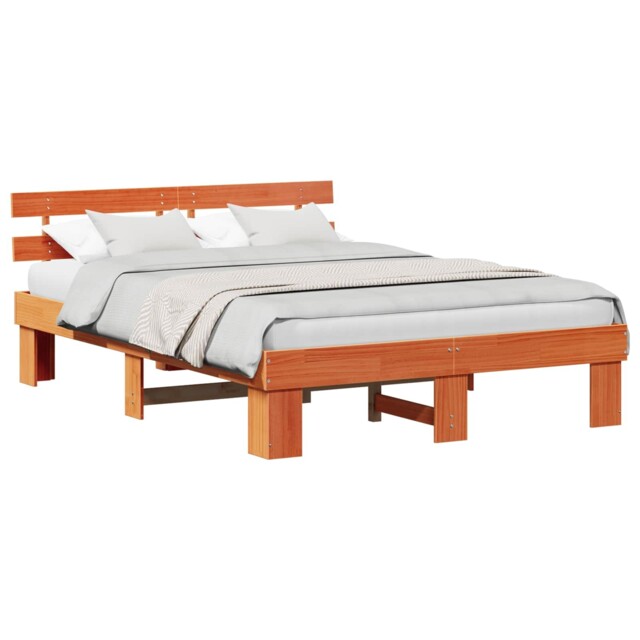 Bed Frame With Headboard Solid Pine Wood Bedroom Furniture Modern