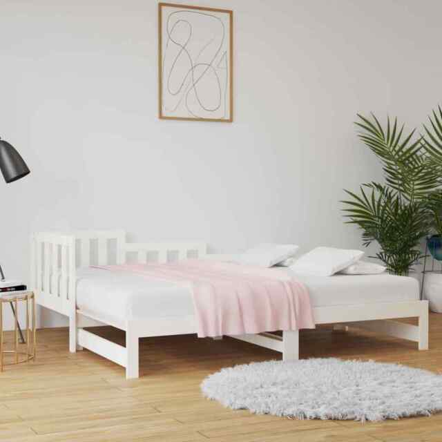 Pull-out Day Bed White 2x(90x190) Cm Solid Wood Pine Vidaxl