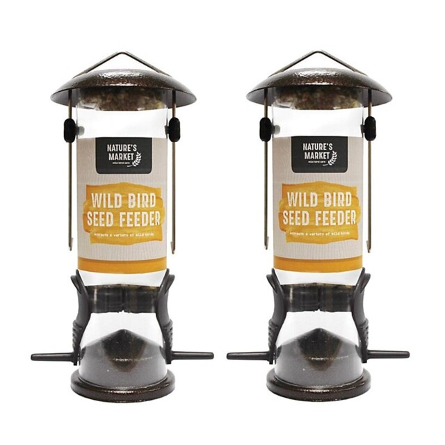2 X Metal Bird Seed Feeder Premium Stainless Steel Hanging Feeding