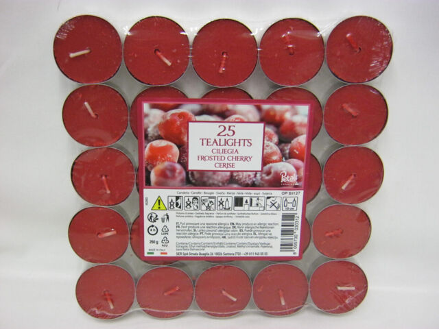 Tealights Candles Fragranced Tea Lights Pk 25 Frosted Cherry