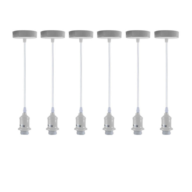 Pendant Light 6 Pack White Metal Pvc E27 Fitting 104cm Cable